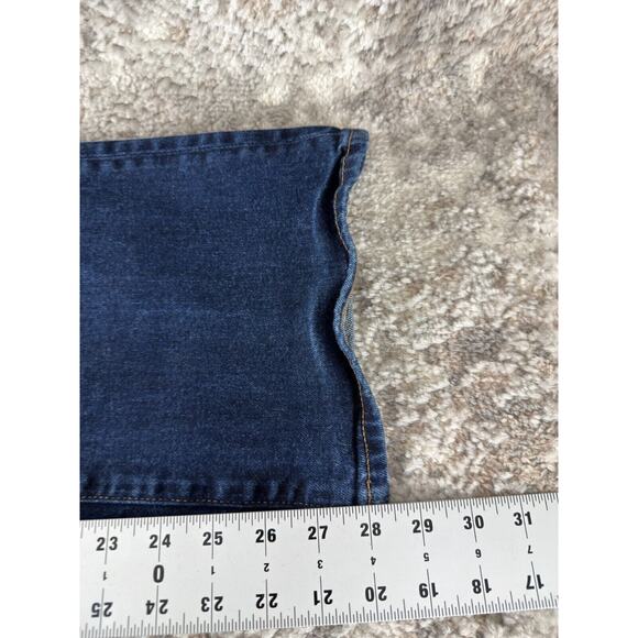 Uniqlo Sz 28 High Rise Slim Flared Jeans Blue Stretch Denim Pants - Picture 7 of 14